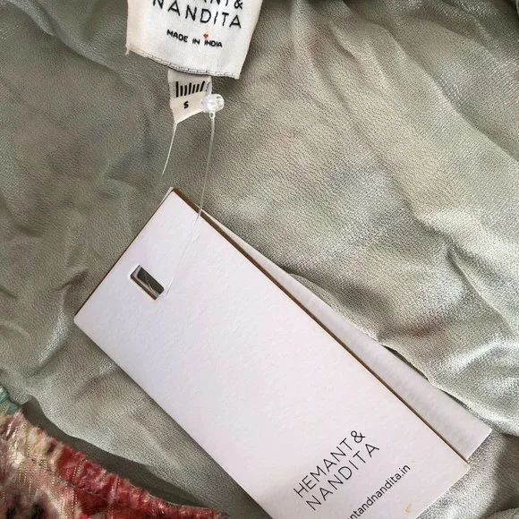 HEMANT AND NANDITA Olivia Midi Dress Sage Green S - Picture 9 of 9